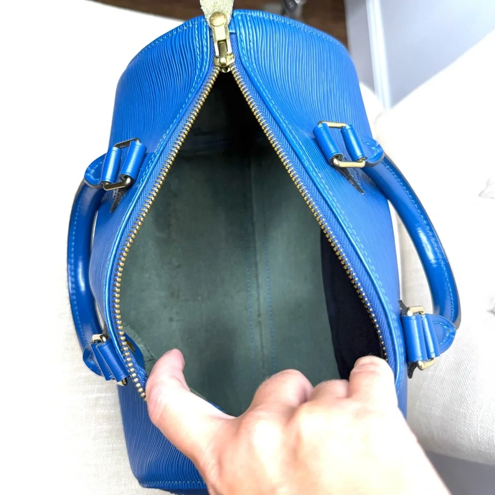 Authentic Louis Vuitton Speedy 25 bag blue Epi leather - Picture 15 of 16